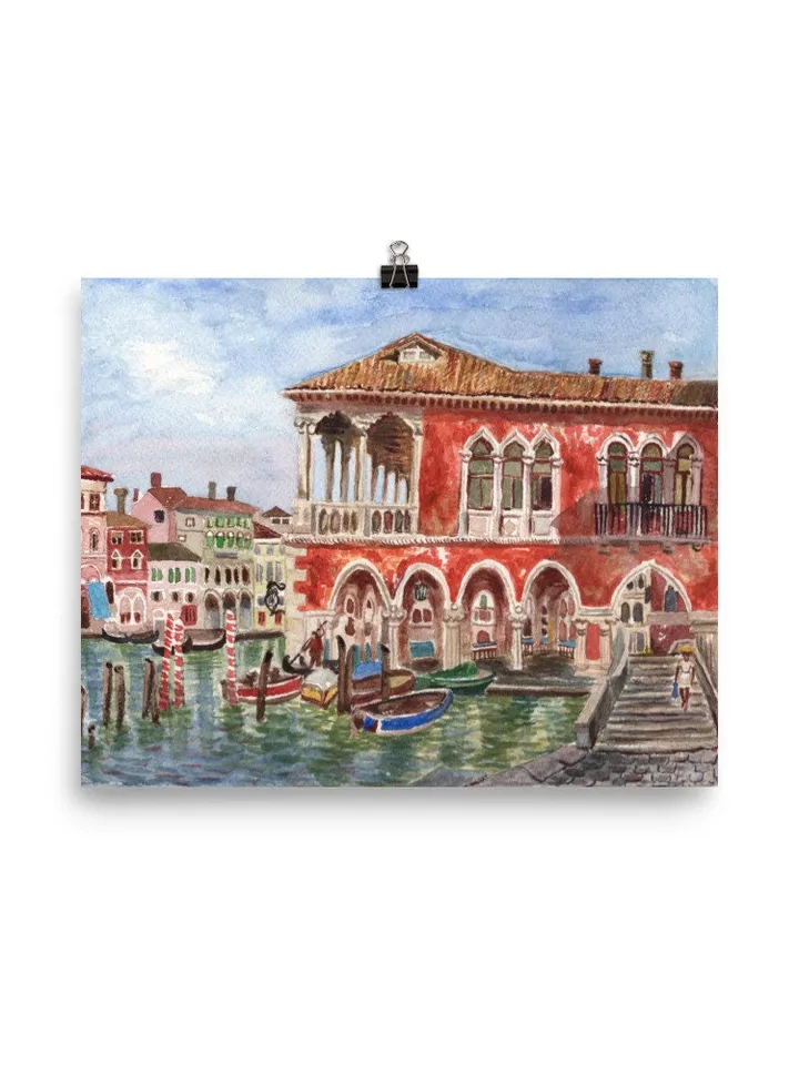 Venice Wall Art Handmade Print Venetian Landscape Travel Painting Venice Canal Italy Art Italian Art Work Watercolor Landscape Travel Art