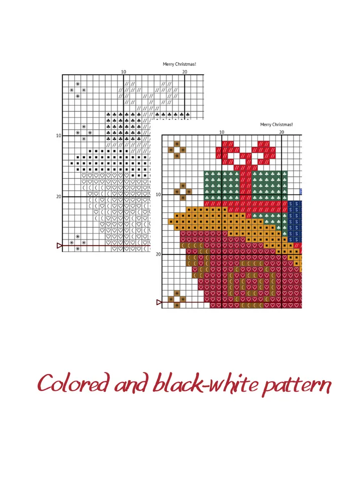 Cross stitch pattern Merry Christmas, cross stitch chart PDF