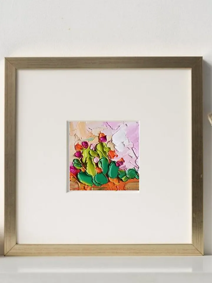 Cactus Painting 油畫原作 Texas Original Art 手工油畫 Impasto Oil Painting by Verafe