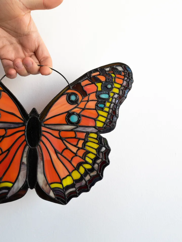 Butterfly Stained Glass, Handmade Glass Art, Window Suncatcher, Wall Hanging Decor
