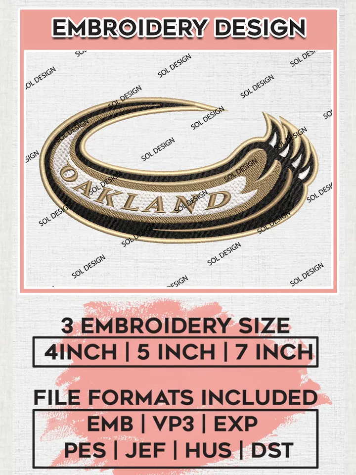 Oakland Golden Grizzlies NCAA Football Team Logo Embroidery Design Files, NCAA Oakland Golden Grizzlies Machine Embroidery, NCAA Teams, Game Day, 3 sizes, NCAA Machine embroidery designs, Digital Download