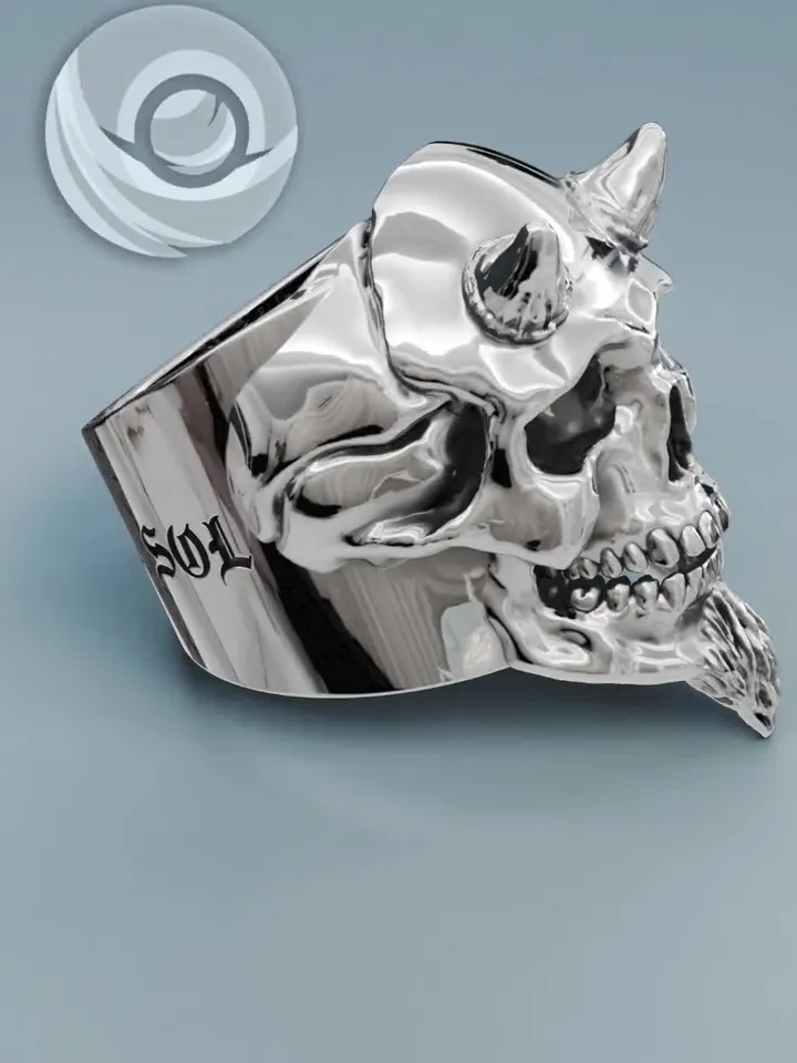 Demon Scull Ring biker accessories jewelry model for silver casting - stl model