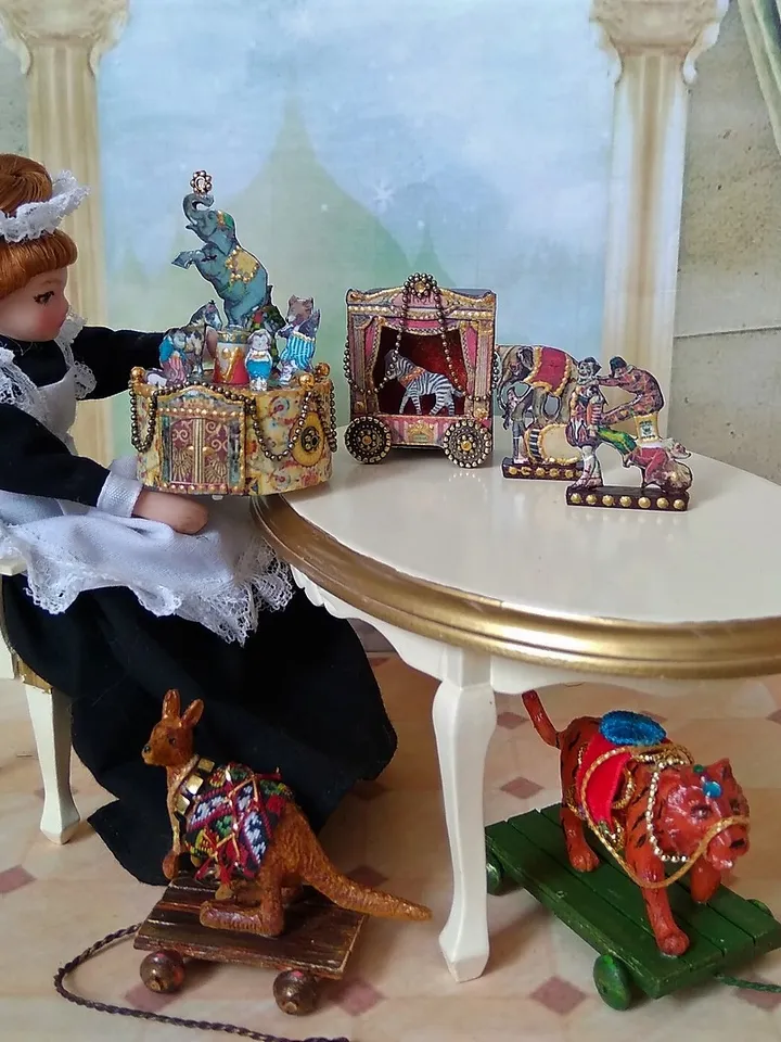 Doll circus. Animals in circus.Circus with zebra.1:12 scale.
