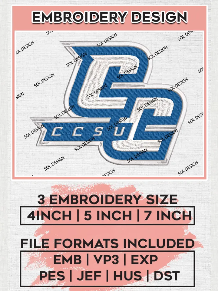 NCAA CCSU Devils Team Logo Embroidery Design Files, NCAA Central Connecticut Blue Devils Machine Embroidery, NCAA Teams, 3 sizes, NCAA Machine embroidery designs, Digital Download