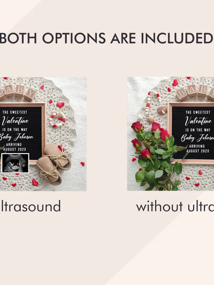 Valentines Day Pregnancy Announcement Digital for Social Media, Baby Announcement Sweetest Valentine Is On The Way Editable Digital Template