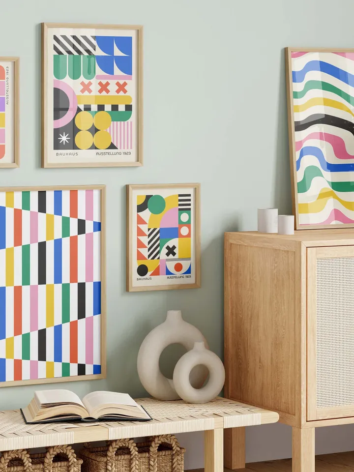 Bauhaus Wall Art Print Set of 6 Modern Abstract Minimalist Bauhaus Wall Art Colorful Geometric printable Great for Bedroom or Living Room