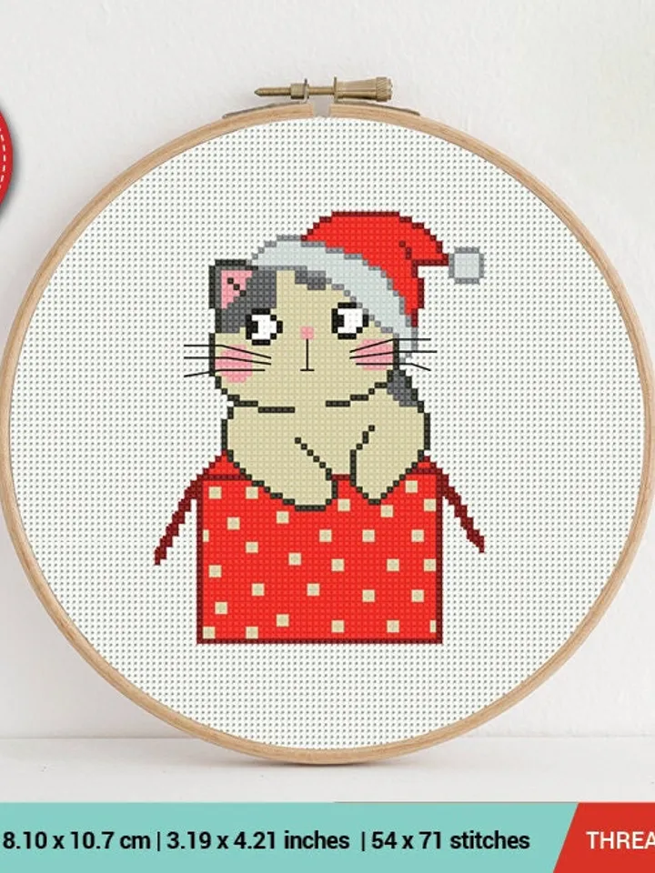 Bundle of 6 Funny Cat New Year Cross stitch pattern | Embroidery Pattern | Instant Download | Embroidery Designs