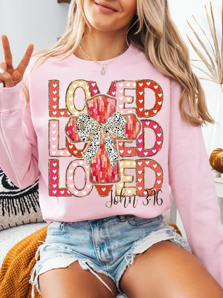 Loved John 3:16 Png, Retro Valentine Png, Coquette Valentine Jesus Png, Heart Png, Christian Cross Png, Bible verse Png, Love like Jesus png