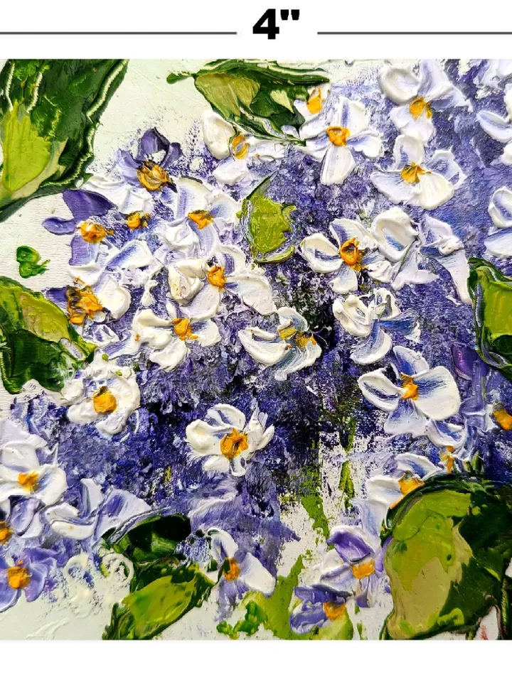 Lilac Painting Flower Original Art Impasto Oil Painting 4x4 painting Floral Small Painting by ArtProkopaloSv