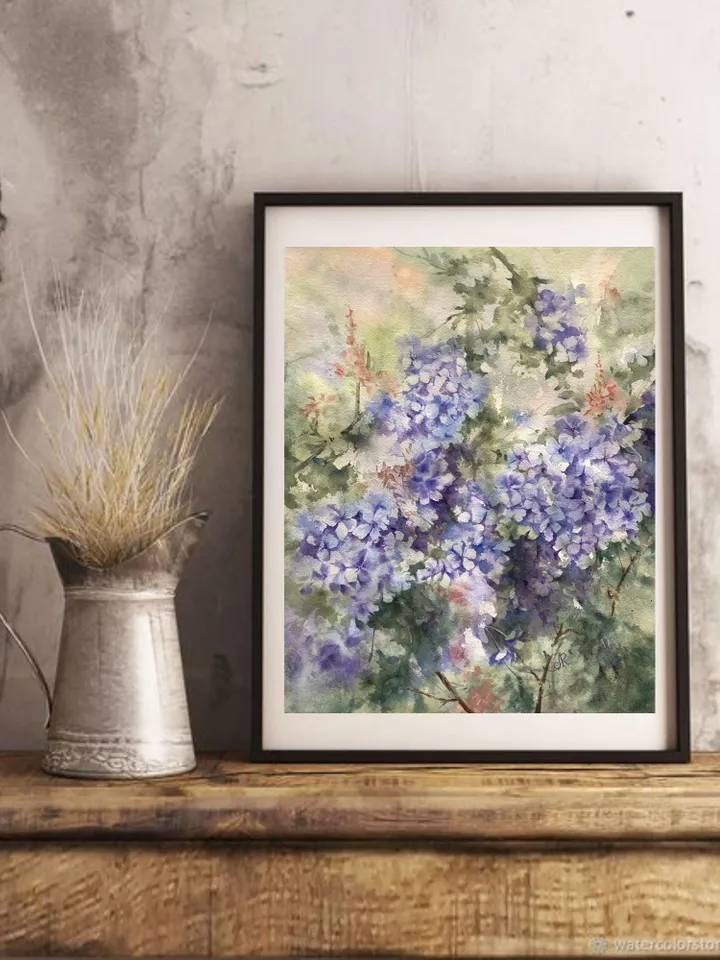 Wildflowers Original Painting Flowers Watercolor Wall Art Abstract Floral Artwork