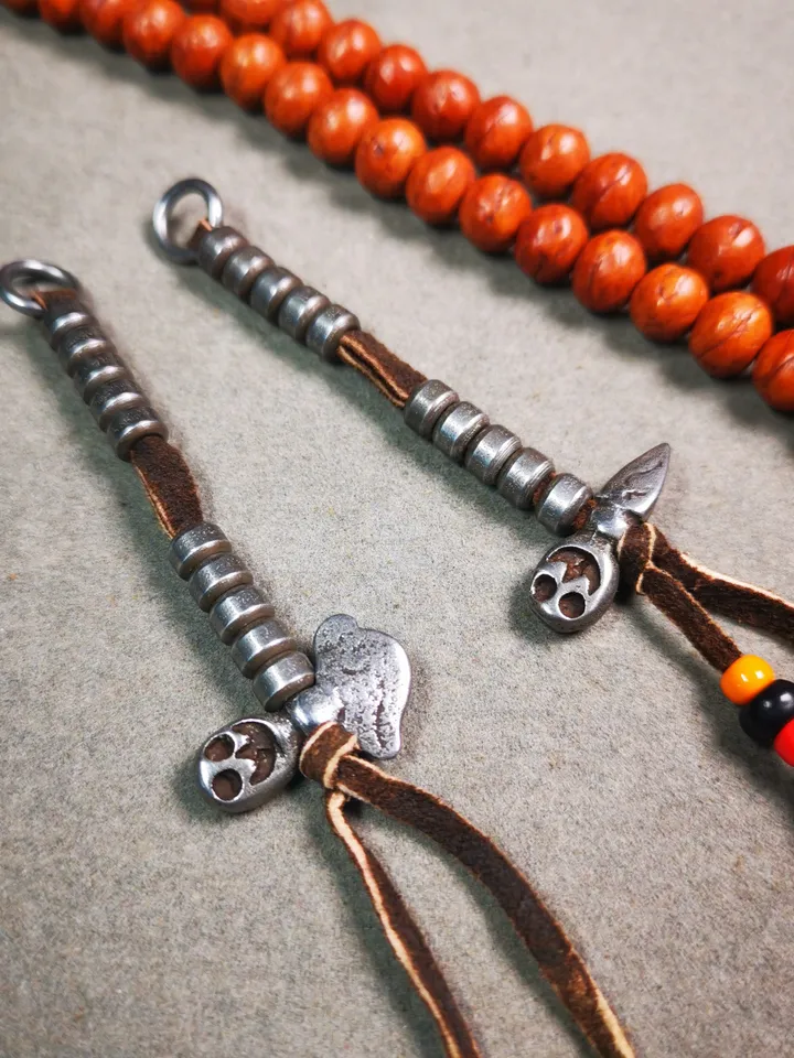 Gandhanra Handmade Tibetan Buddhist Mala Counters,Prayer Bead Counters,with Kartika and Kila Pendant,Made of Cold Iron