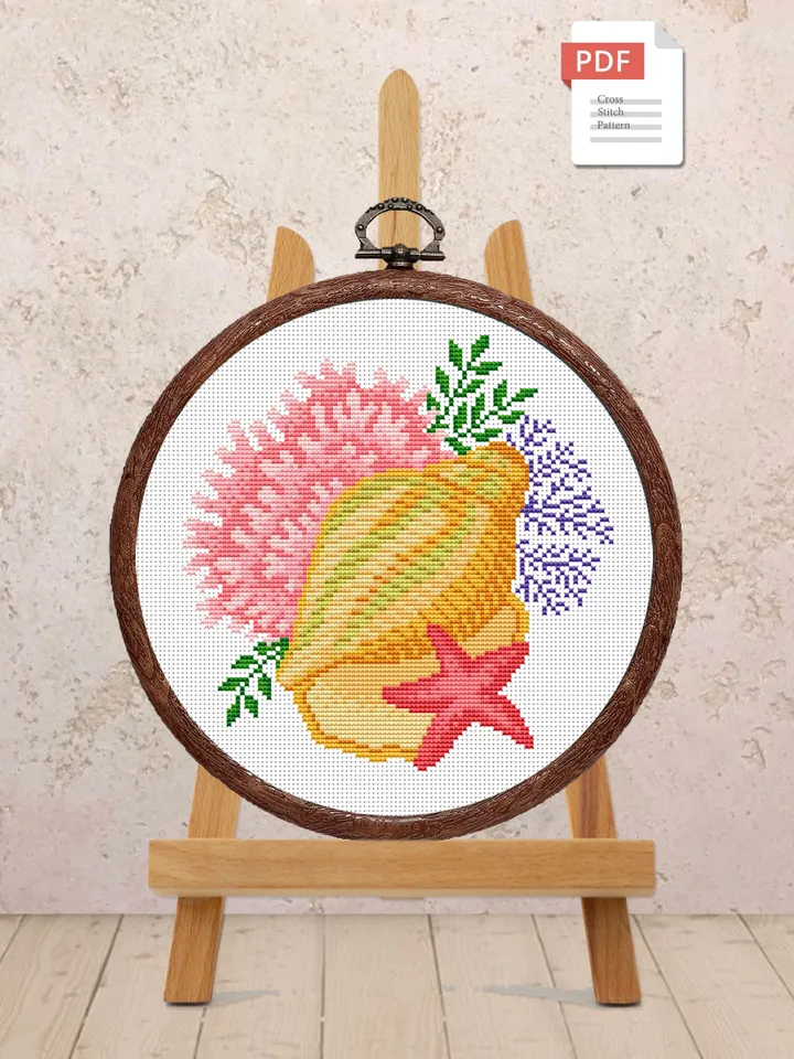 Sea Beauty Cross Stitch Pattern, See Cross Stitch Pattern, Shell Cross Stitch Pattern, Starfish Cross Stitch Patterns, Ocean pattern #oth011