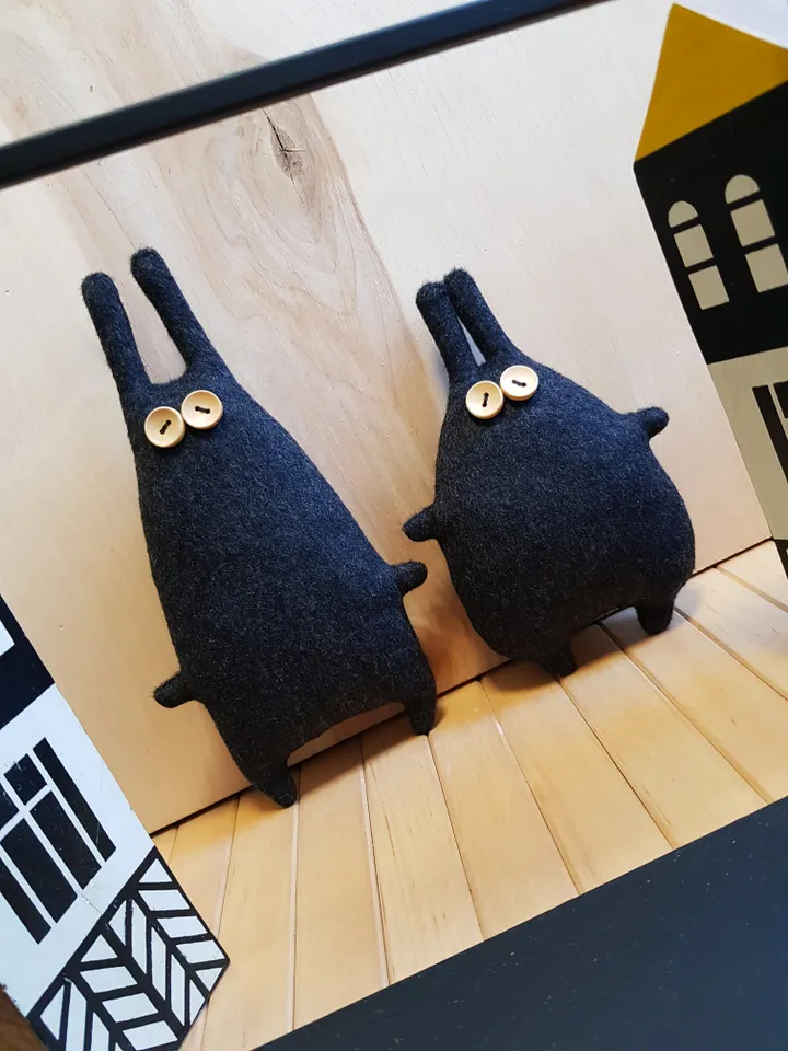 halloween dolls sewing patterns PDF 2 black rabbits, set of 2 tutorials