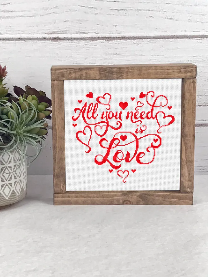 Valentine's day cross stitch pattern download PDF Love quotes cross stitch, Love lettering embroidery beginners heart shaped, Home decor #V5