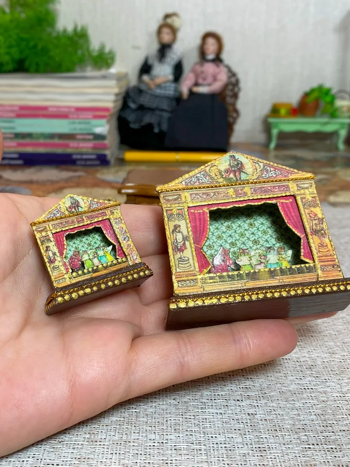 Puppet show. miniature dollhouse. 1: 12. Miniature.