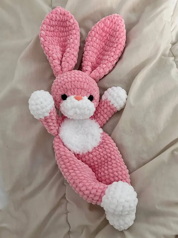 Crochet bunny snuggler Handmade toy for kids Cuddle toy