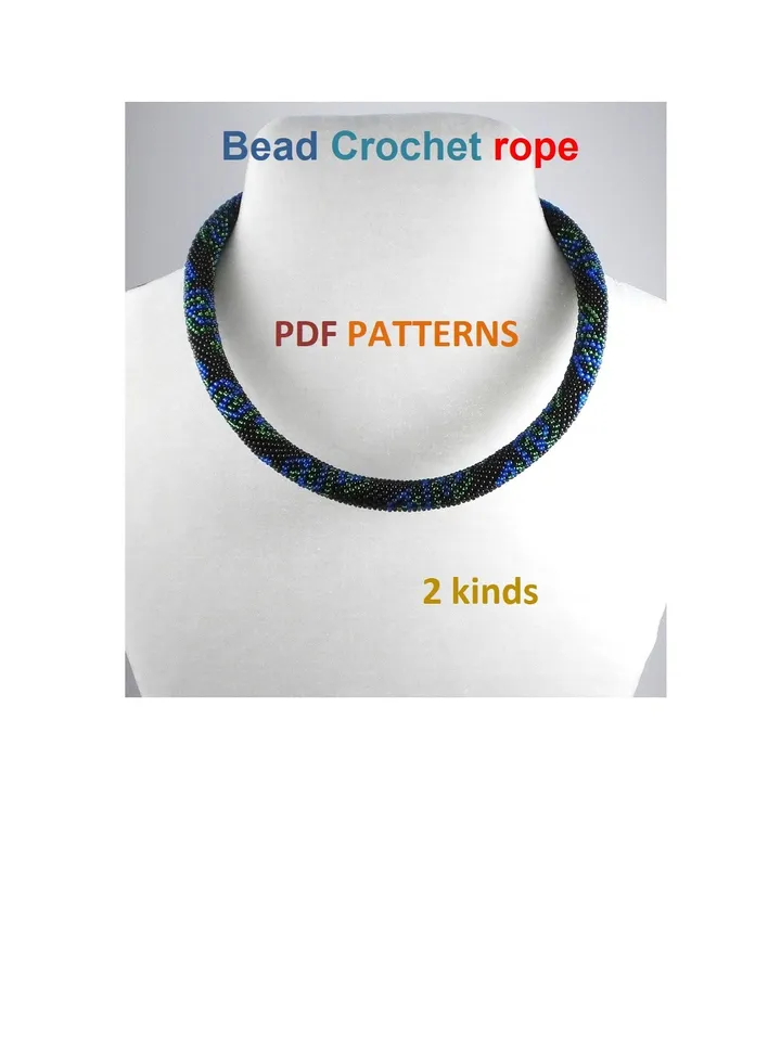 Bead crochet rope pattern for beading«Zig-Zag»necklace and bracelet,DIY,bead crocheting,Instant Download,PDF pattern