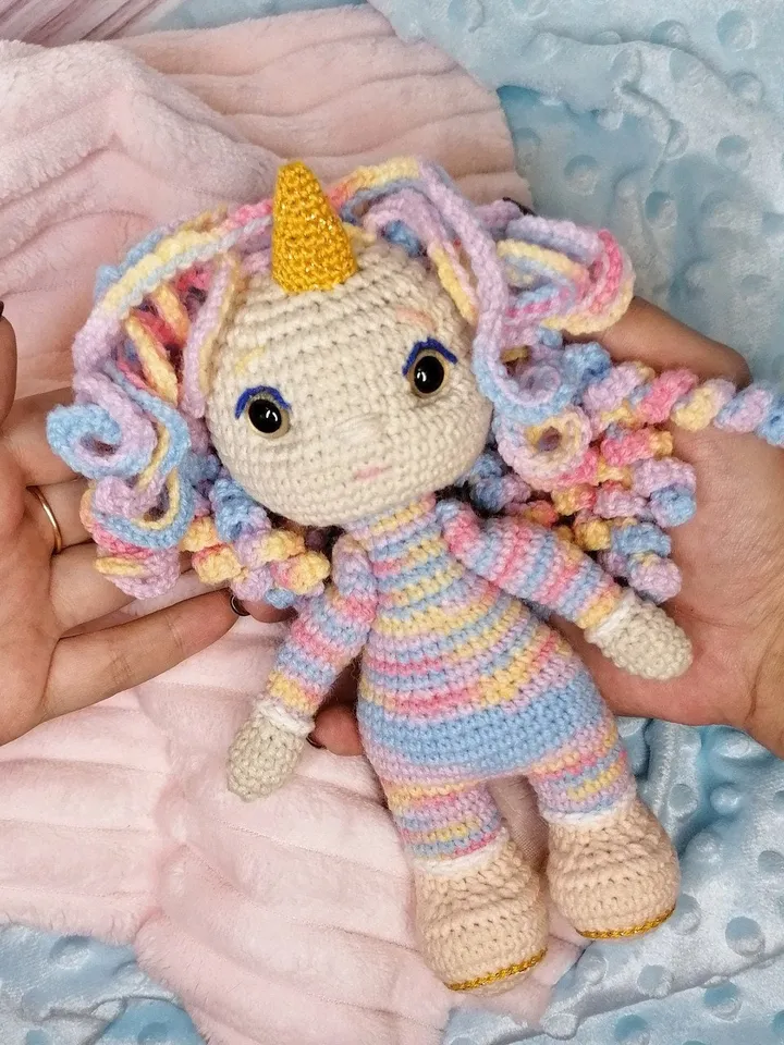 PDF Unicorn Doll crochet pattern, Crochet doll pattern, amigurumi small doll, Amigurumi unicorn, Cute doll amigurumi pattern