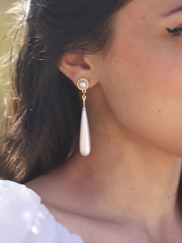 Boho Wedding Earrings | Long Pearl Bridal Earrings | Gold Boho Wedding Jewelry | Pearl Statement Earrings | Bridesmaid Gift , Jewellery |