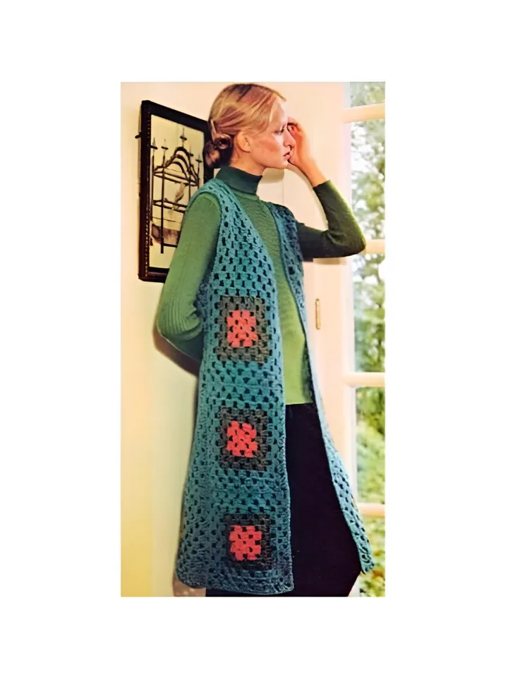 Waistcoat crochet pattern, vest crochet pattern, easy waistcoat, granny squares waistcoat, vest crochet pdf