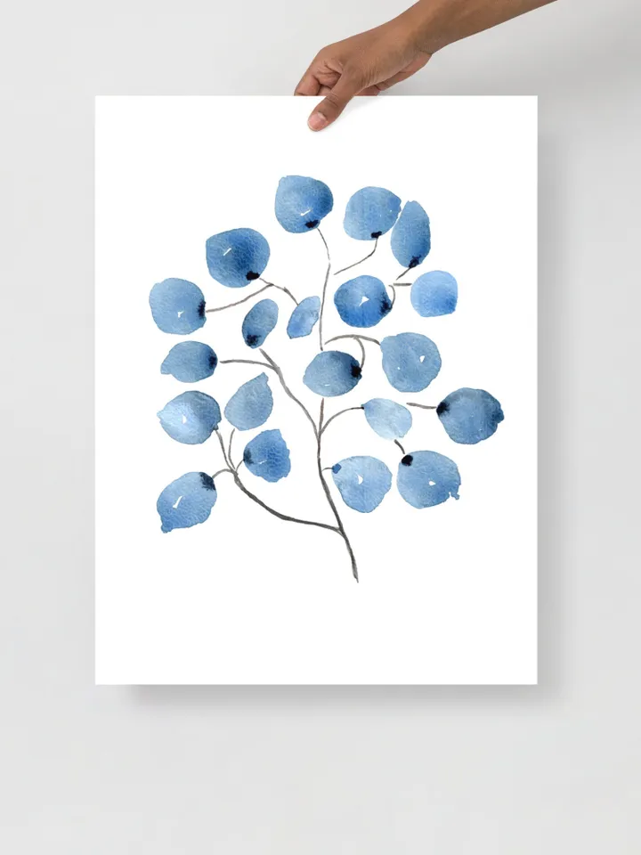 Watercolor Painting Blue Flowers Print Botanical Poster Wall Art Set of 3 Prints Large Wall Art Print Floral Wall Art Decor Blue Print Set