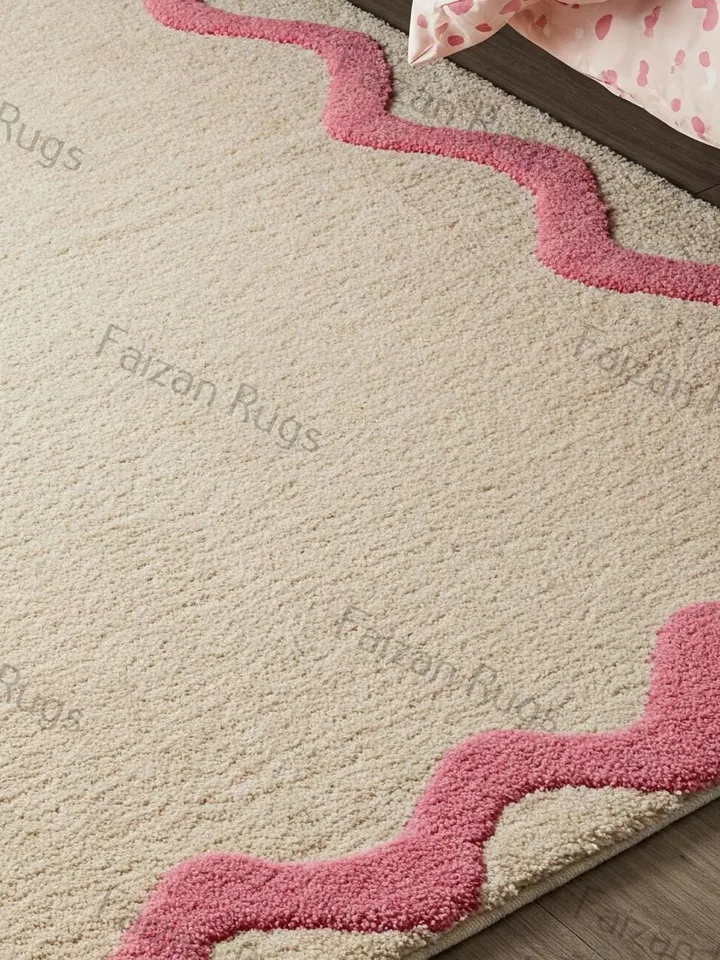 8x10 Wavy Border Rug, Soft Aesthetic Kids Rug, Large Area Rug, Home Décor, living room rug, Dining decor, Bedroom rug, 3x5,4x6,9x12,10x14