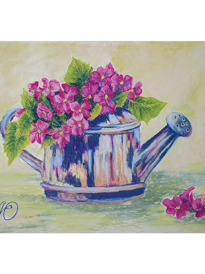 Violet Painting Pansy Original Art Floral Wall Art Flower Painting Oil Pastel