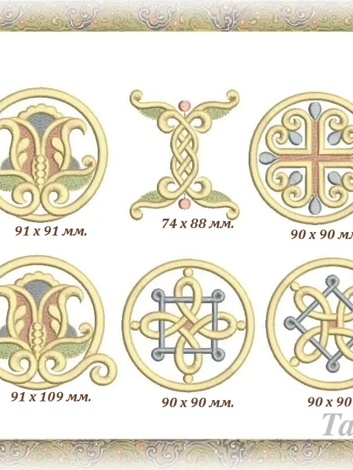 "Church pattern" designs for machine embroidery.