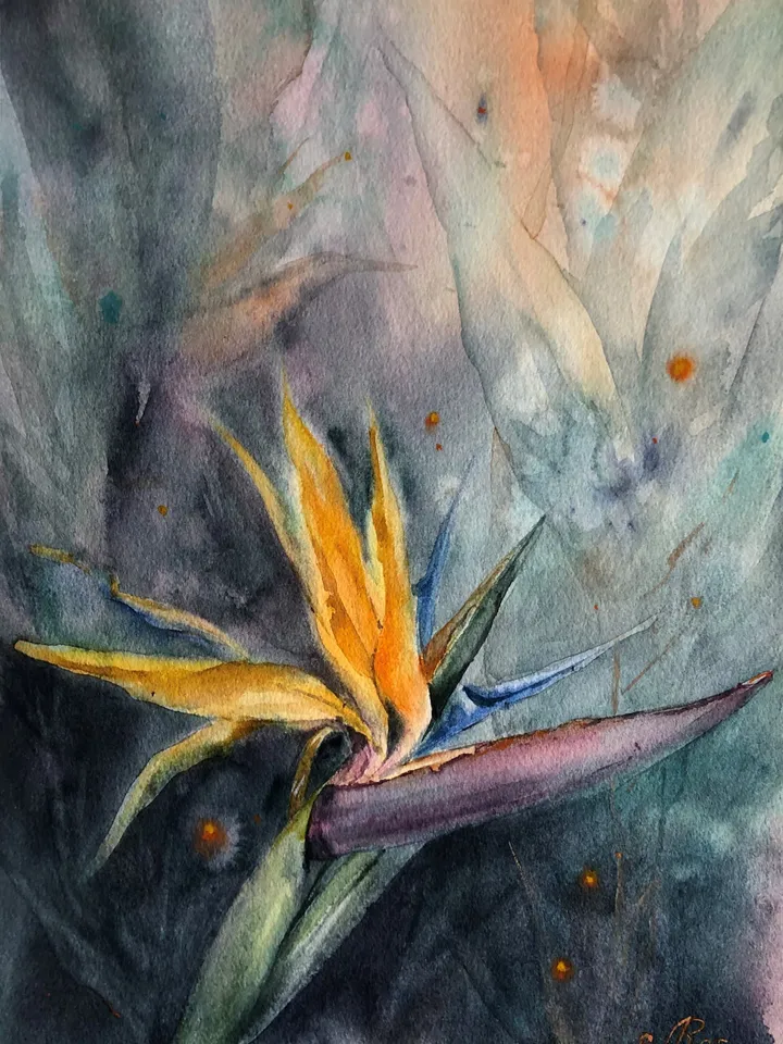 Flowers Original Watercolor Painting Tropical Flowers Wall Art