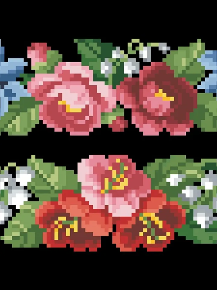 Antique Cross Stitch Pattern Two Flower Garlands Digital Download PDF