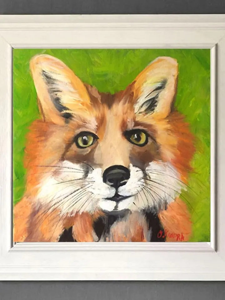 Fox Original Painting Animal Oil Art Fox Wildlife Wall Art