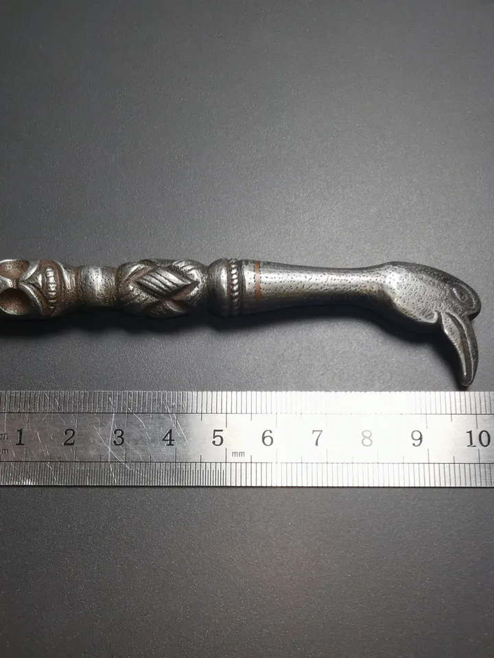 Gandhanra Antique Tibetan Thokcha Pendant,Pickaxe Amulet, Trantic Buddhism Dharma Ritual, Made of Thunder Iron,Copper Wire Inlay