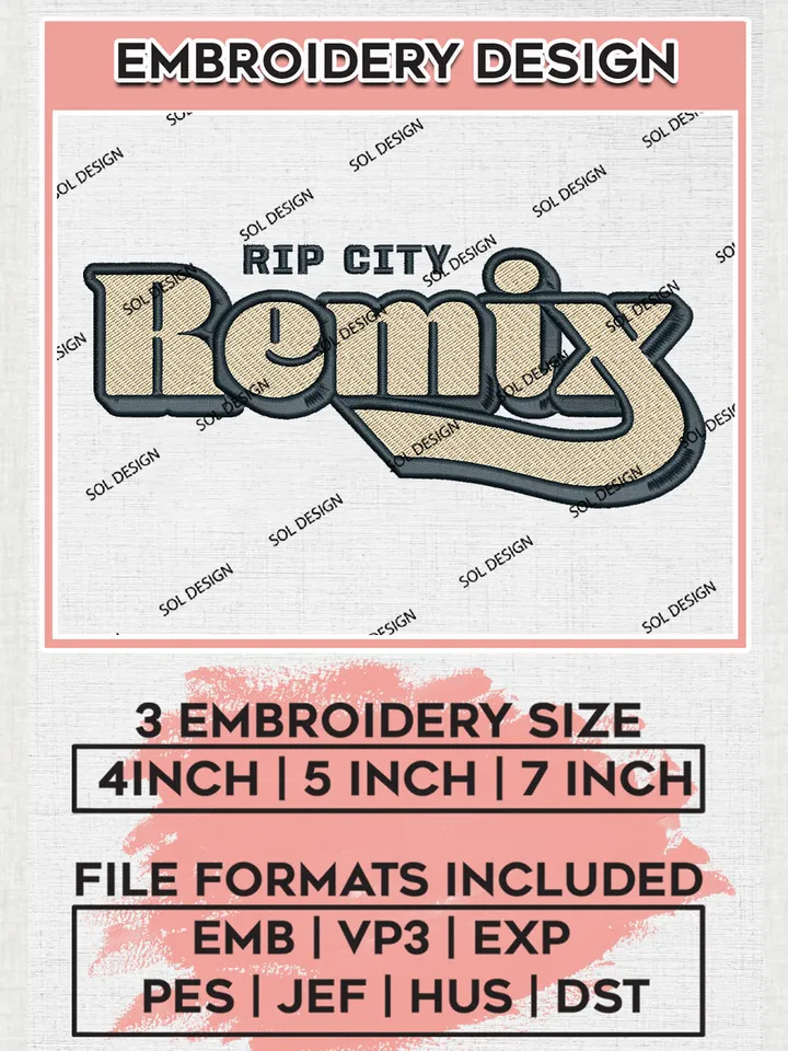 Rip City Remix NBA Basketball Team Wordmark Logo Embroidery Designs, NBA G League Team Embroidery Files, Basketball Machine Embroidery Designs, NBA Rip City Remix Team Logo, Sport Machine Embroidery Design, Digital Download
