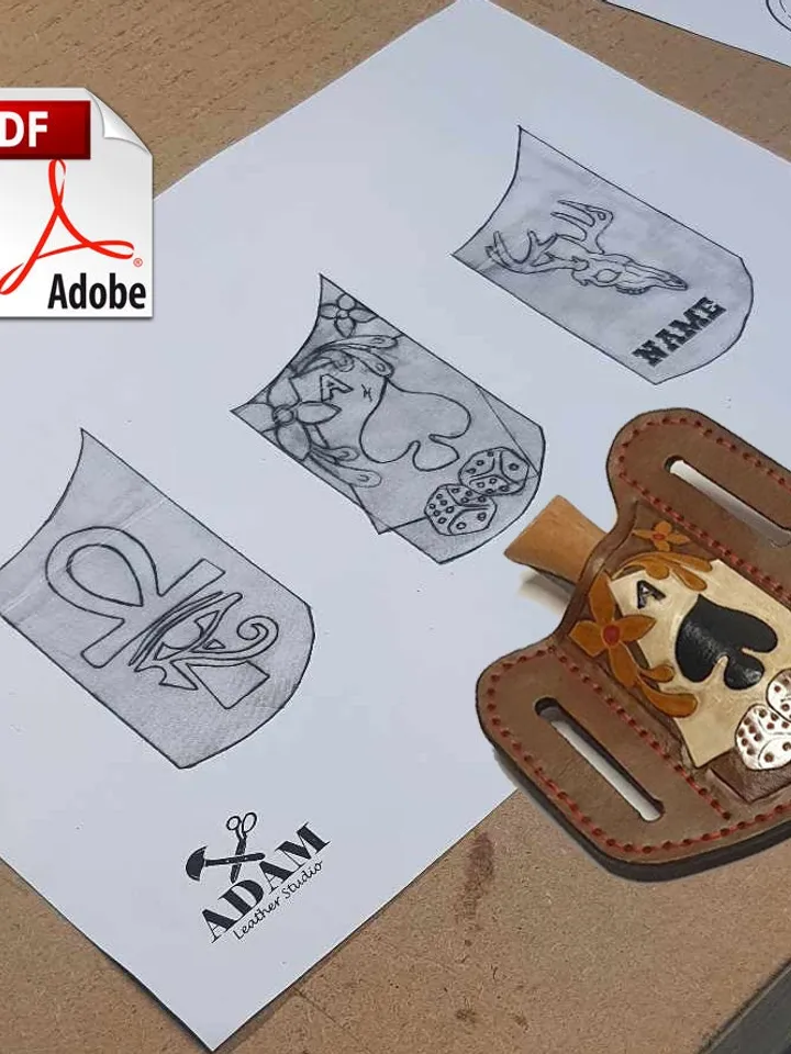 Pancake sheath, Right or Left Hand Carry For Pocket Knife, with Leather tooling / carving Patterns / sheaths. PDF digital download.