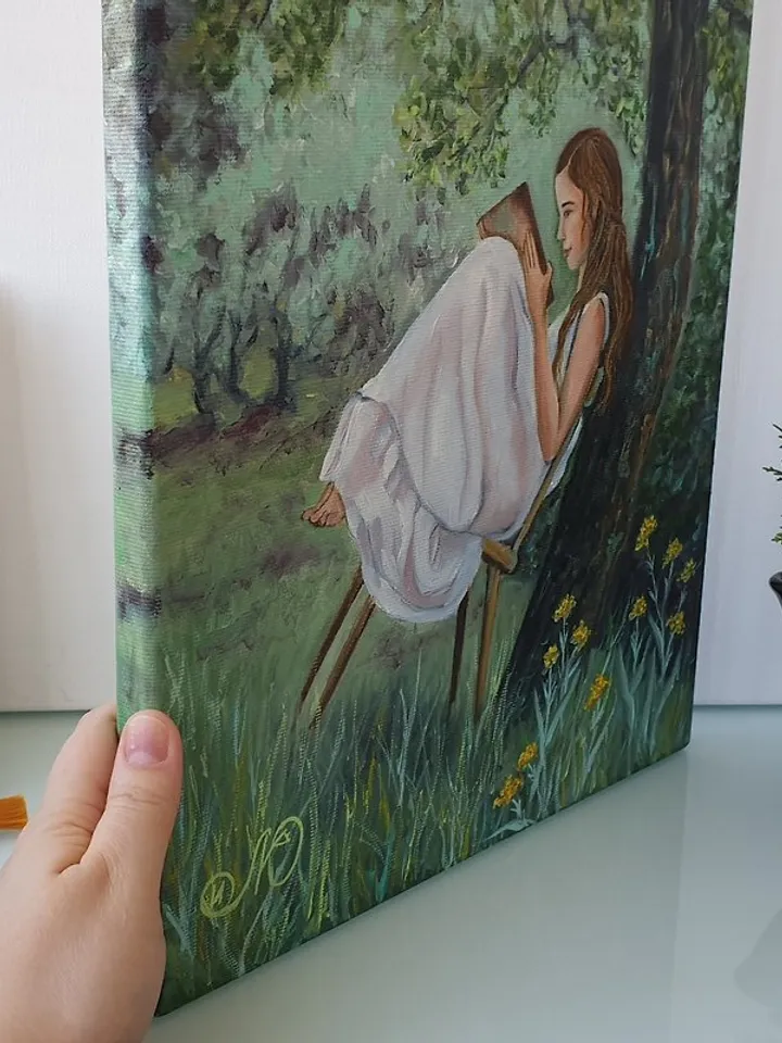 Girl Painting Forest Original Art Figurative Artwork Oil Painting Canvas Art