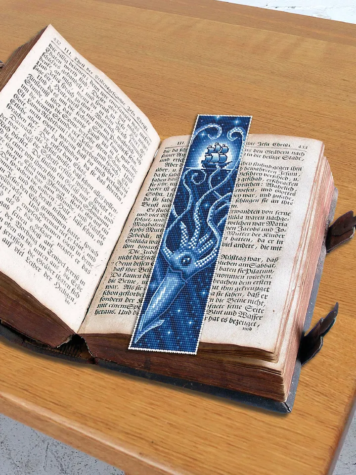 Ocean bookmark set cross stitch pattern download PDF Blue whale cross stitch, Kraken cross stitch Sea monster Handmade bookmark digital #B86
