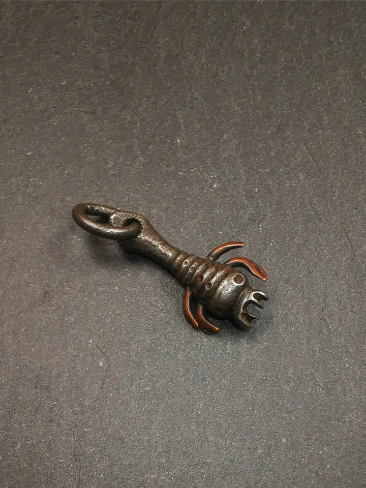 Gandhanra Antique Tibetan Thokcha Amulet Pendant,Scorpion Guru of Padmasambhava, Buddhist Scorpion Totem, Made of Thunder Iron,1.26"
