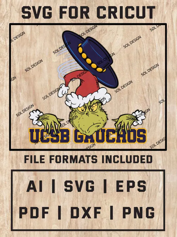 Grinch UC Santa Barbara Gauchos SVG, NCAA SVG Design, NCAA UC Santa Barbara Gauchos SVG, NCAA Gauchos Cricut, Christmas Svg, Grinch svg, Digital Download