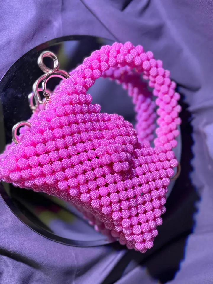Beaded bag weave pattern PDF and video tutorial, small crystal handbag, bridesmaid purse, woven crossbody, top handle, mini tote pouch
