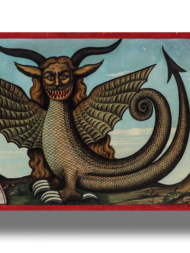 The lake monster. Medieval bestiary artwork.