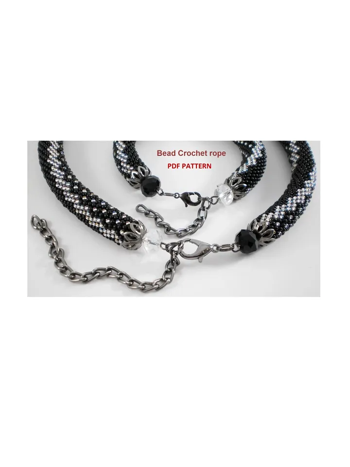 Bead crochet rope pattern for beading necklace and bracelet, DIY, Instant Download, PDF fail