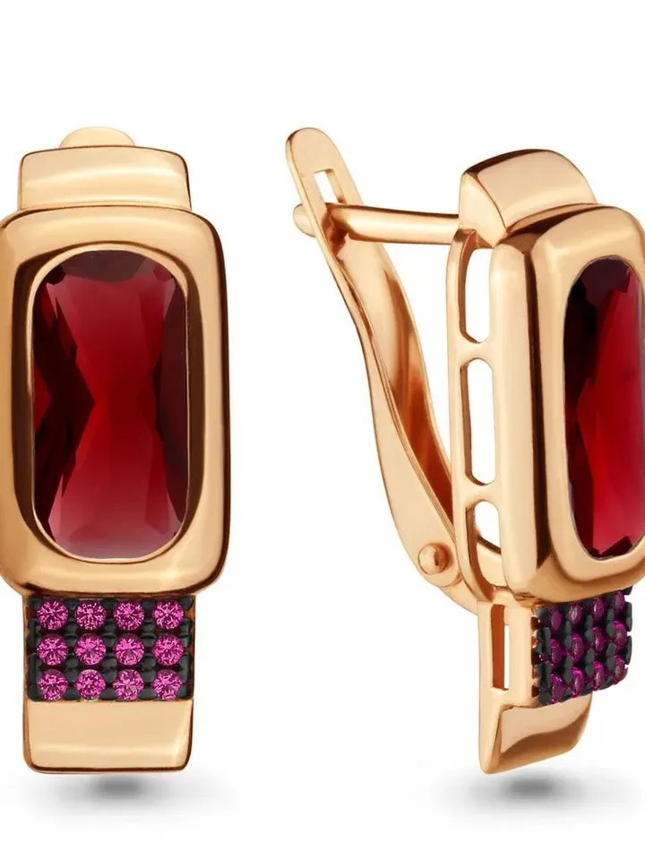 Earrings for women silver 925 jewelry gold earrings English lock with garnet and tourmaline
