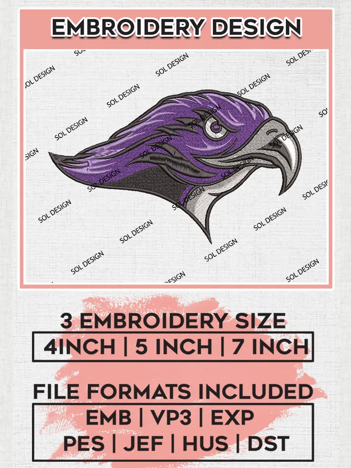 Stonehill Skyhawks Mascot Embroidery Designs, NCAA Logo Embroidery Files, NCAA Stonehill Skyhawks Logo, NCAA Embroidery Designs, Machine Embroidery Designs, Digital Download