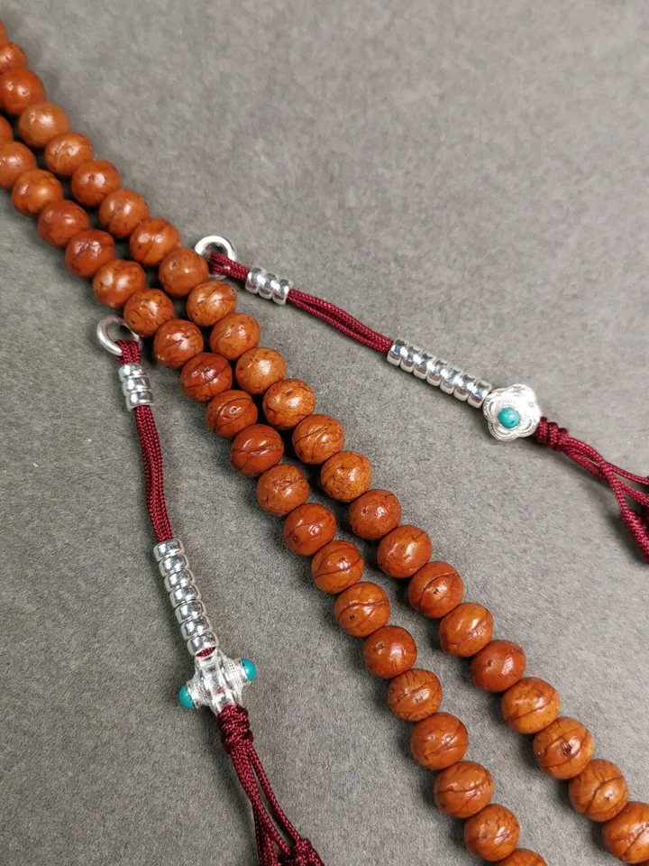 Gandhanra Handmade Tibetan Sterling Silver Mala Counters,inlaid Turquoise,Prayer Bead Counters,Mini Size 4mm,fit for 6-12mm Mala