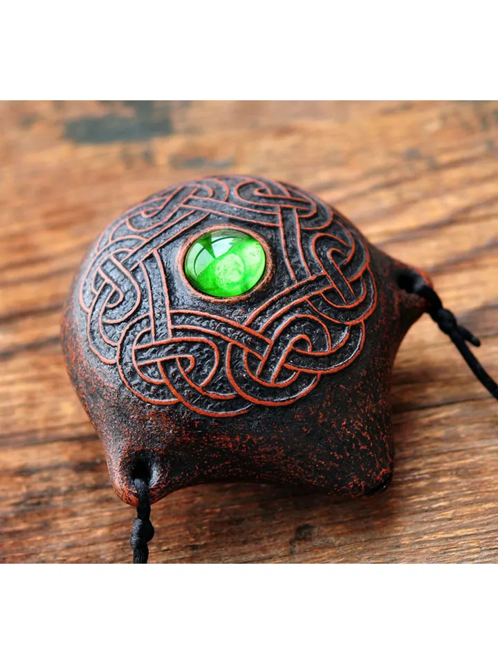 Druid flute "Element of Earth" green inlay / natural major ocarina