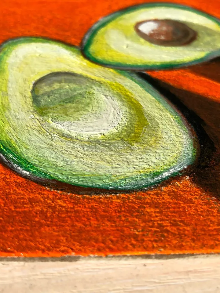 Original Acrylic Painting Avocado Still Life Mini Wall