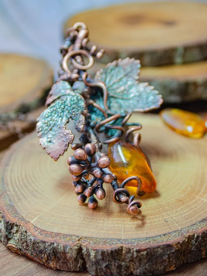 Copper handmade real leaf pendant, nature jewelry, original necklace, great gift for her, electroforming