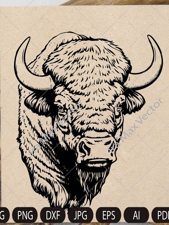 Buffalo Head , Bison svg, Buffalo Svg ,Buffalo face svg, Buffalo Cut Files , Buffalo logo, Buffalo Laser Engraving Files