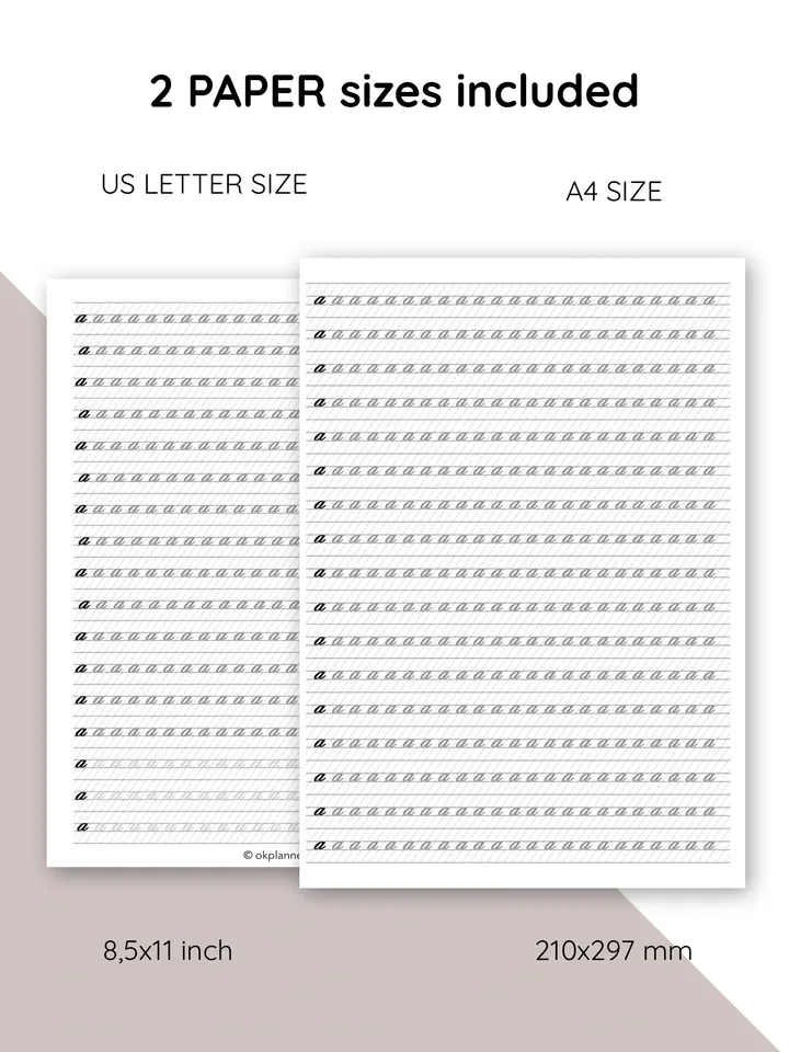 Printable Calligraphy Handwriting Worksheets: Fun Tracing for Kids' Writing Skills. Lowercase letter. Printable writing templates. Cursive handwriting exercises. Handwriting practice for children.