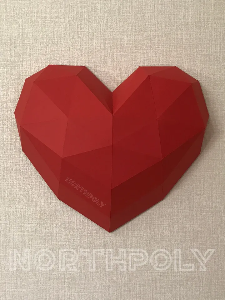 Heart (A Half) Papercraft, Digital Template, PDF Download, Gurko, LowPoly, Pepakura, Origami Sculpture, Paper Party Decor, St Valentines Day